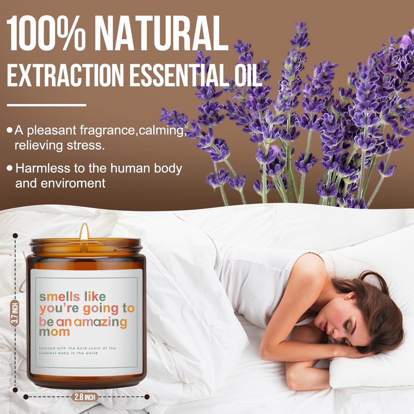 Mothers Day Gifts for Mom,New Mom Gifts,Gift for New Moms,Mothers Gift After Birth-7 OZ Lavender Soy Wax Candle
