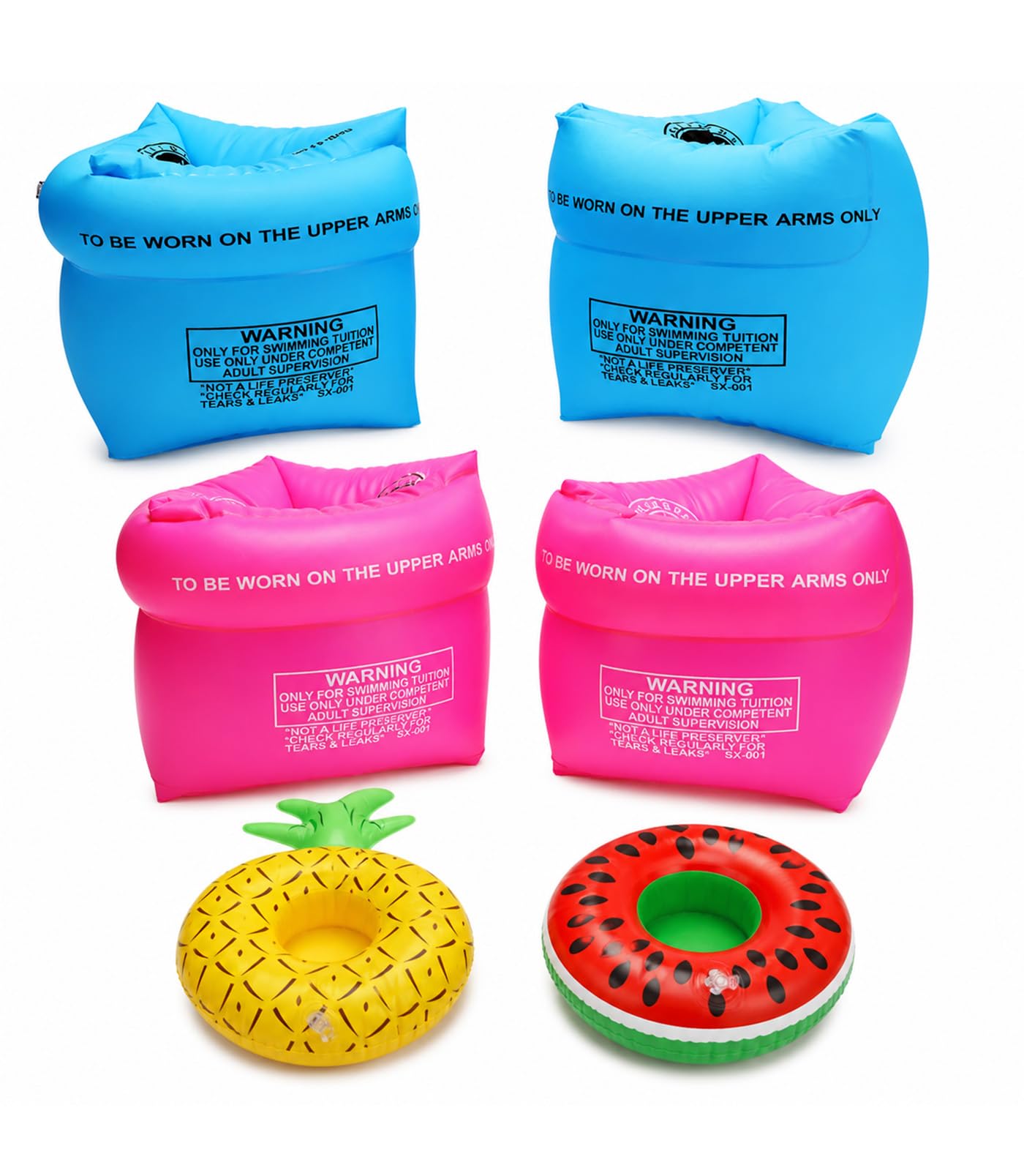 2 Pack Inflatable Arm Floaties for Kids and Toddlers, Blow Up Water Wings, Swimmies Swim Arm Bands for Learn to Swim, Pool Floats for Children and Adults 30-150 lbs