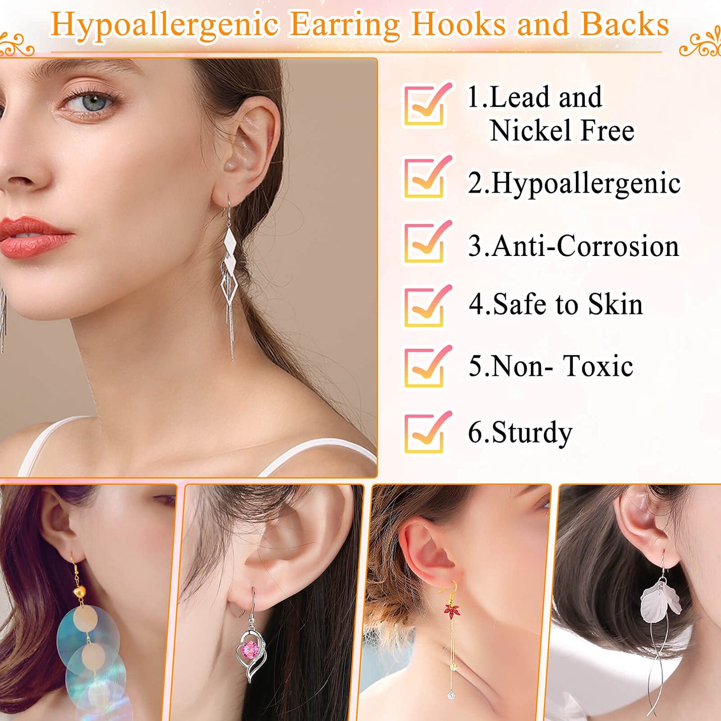 Hypoallergenic Earring Making Kit, modacraft 2000Pcs Earring Making Supplies Kit with Hypoallergenic Hooks, Earring Findings, Backs, Pins Jump Rings for Jewelry Making Supplies
