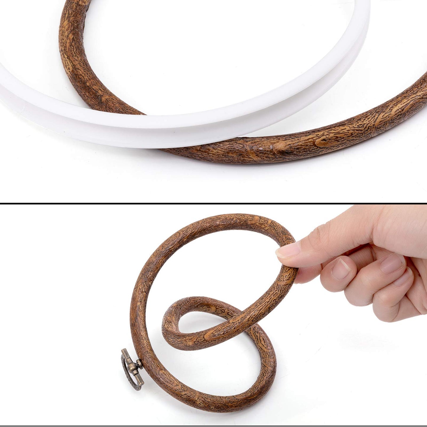 joybest 4 Pieces 6 Inch Round Embroidery Hoops Display Frame Circle, Cross Stitch Hoop Ring Imitated Wood Embroidery Kits for Art Craft Sewing and Christmas Ornaments