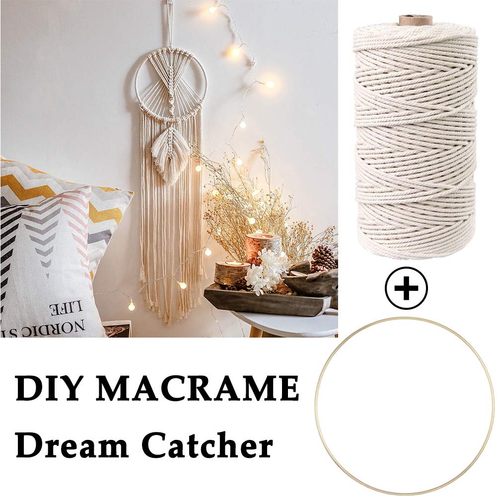152pcs Macrame Kit for Beginners: Natural Cotton Macrame Cord, Wooden & Metal Rings, Beads, Sticks & Hoops - Perfect for Macrame Plant Hangers & Home Decor