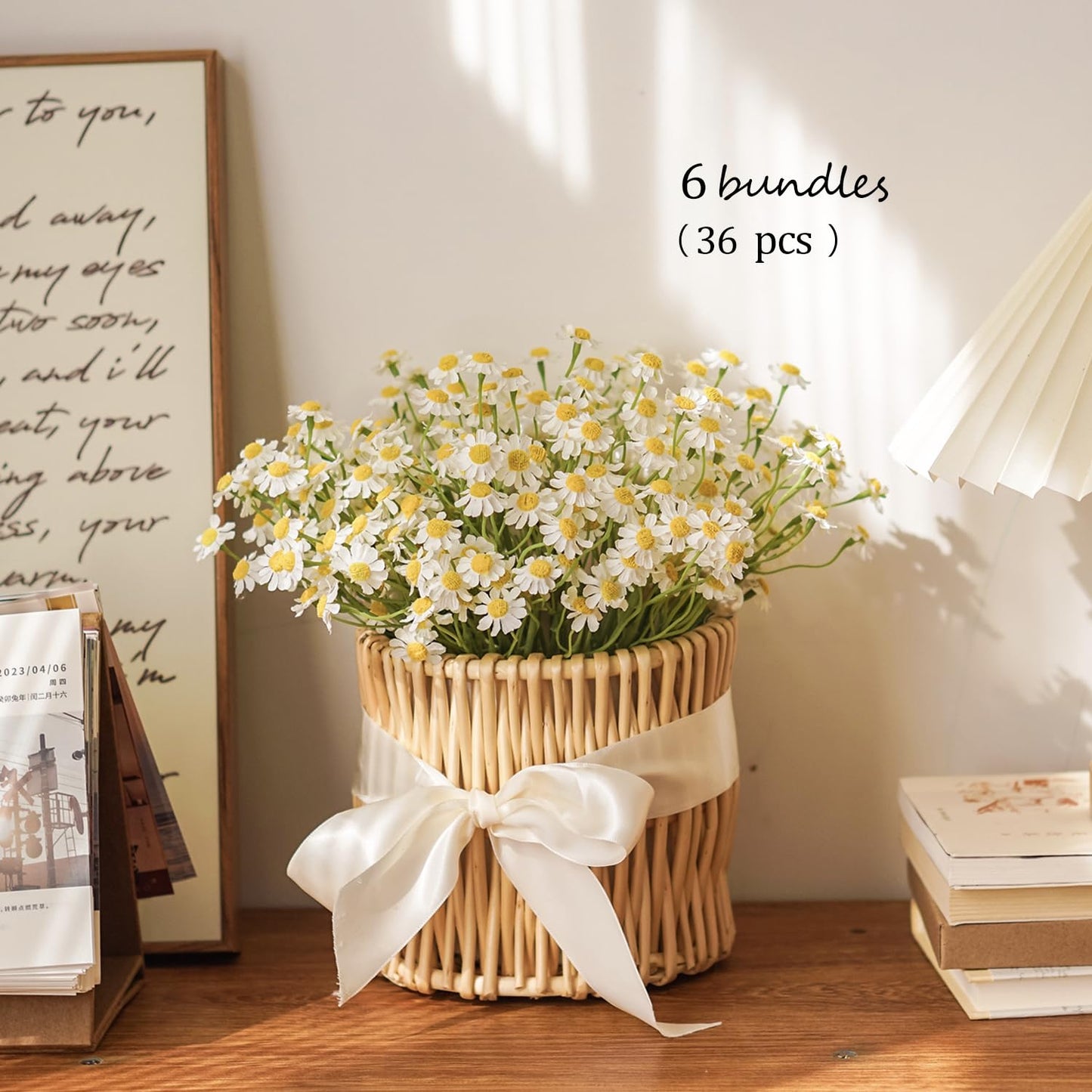 Small White Daisy Flowers Artificial,2 Bouquet/12Pcs 10 Inch Fake Daisies,Spring Wild Flower for Party Decor (Vase Not Included)