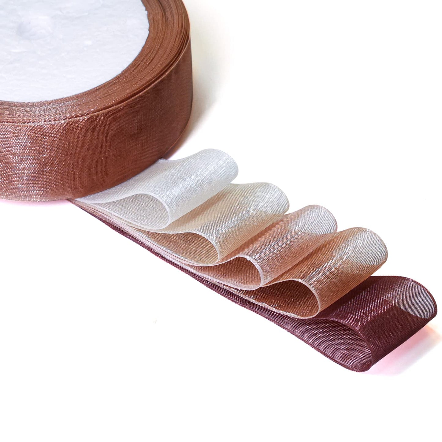 Showin 5 Rolls Organza Ribbon 1" x 25 Yd Each Roll, Fall Sheer Chiffon Ribbon, Transparent Sheer Ribbon for Gift Wrapping, Bouquet, Wedding, Party Decoration