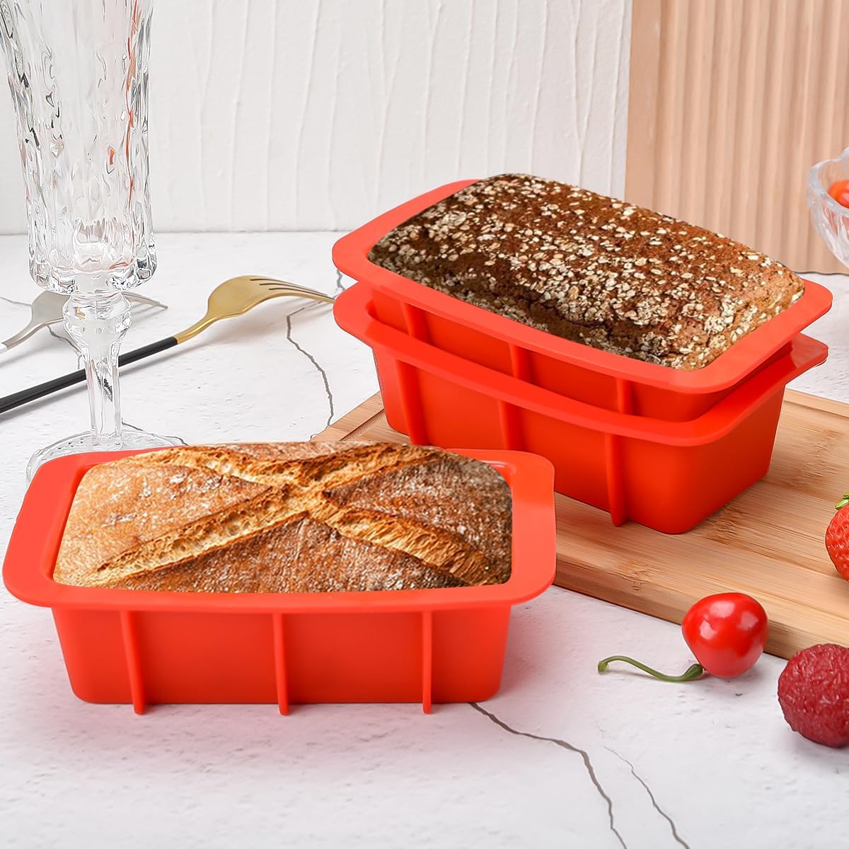 Silicone Mini Bread Loaf Pans for Baking, Small Loaf Pan Set of 4, 2.7x5.4 Inch Nonstick Bread Silicone Molds for Toast, Brownie, Loaf, Cake, Soaps