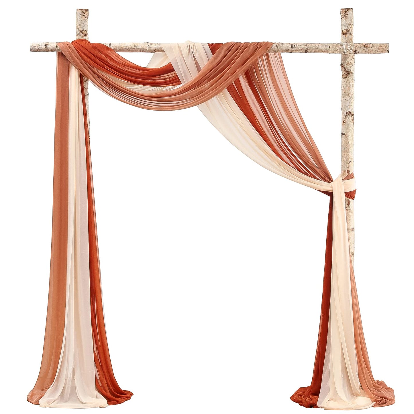 Wedding Arch Draping Fabric 3 Panels 20Ft Chiffon Fabric Drapes Arbor Drapery Wedding Ceremony Reception Swag Decorations (Terracotta +Coral Peach +Peach)