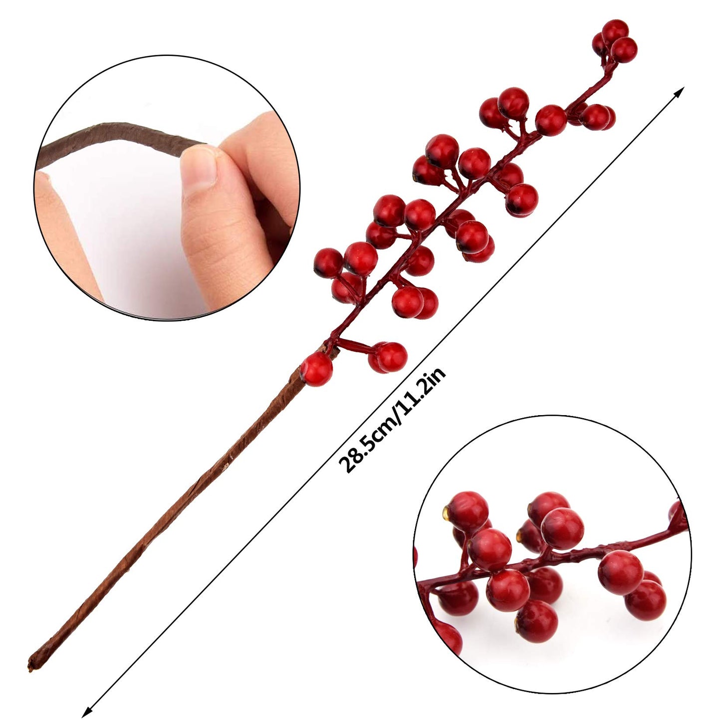 Jmkcoz 12 Pack Artificial Red Berry Stems Branches, Fake Burgundy Berry Picks Holly Berries for Christmas Tree Xmas Valenintes Wreath Decorations Floral Arrangements Home Holiday DIY Crafts Decor
