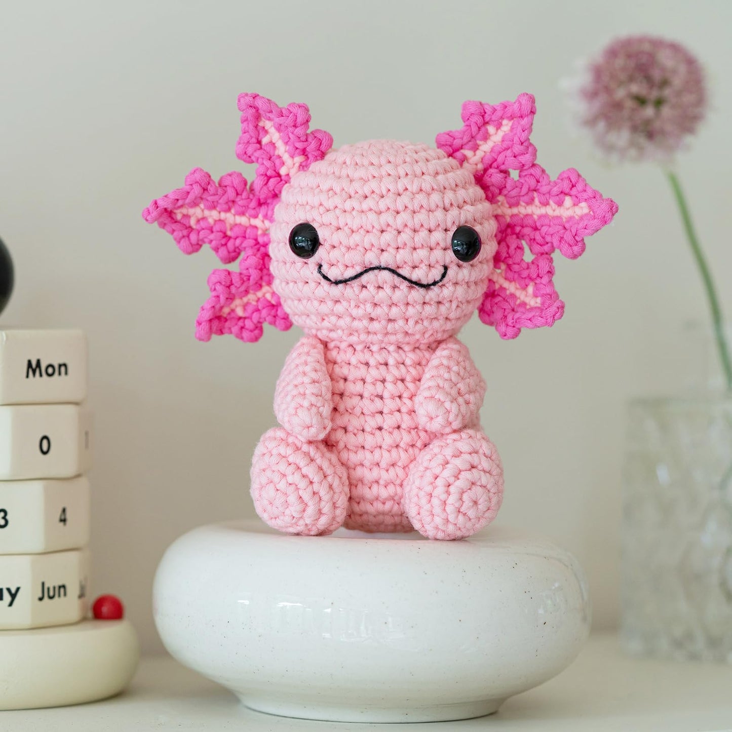 Crochet Kit for Beginners, Crochet Animal Kits, Amigurumi Crocheting Kit for Starters with Step-by-Step Video Tutorials, Beginner Crochet Kit for Adults (Axolotl 1Pack)
