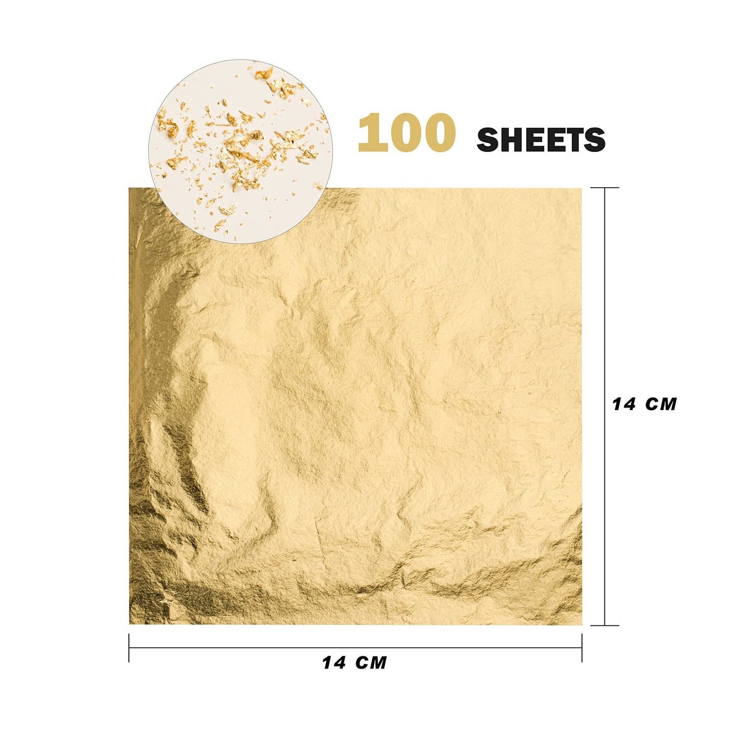 KraftiSky Gold Leaf Sheets - 100 Gold Foil Sheets - 14 x 14 cm Multipurpose Gold Leaf for Nails, Art & DIY Projects, Picture Frames, Home Walls, Interior and Multi Artistic Decoration (Foil)