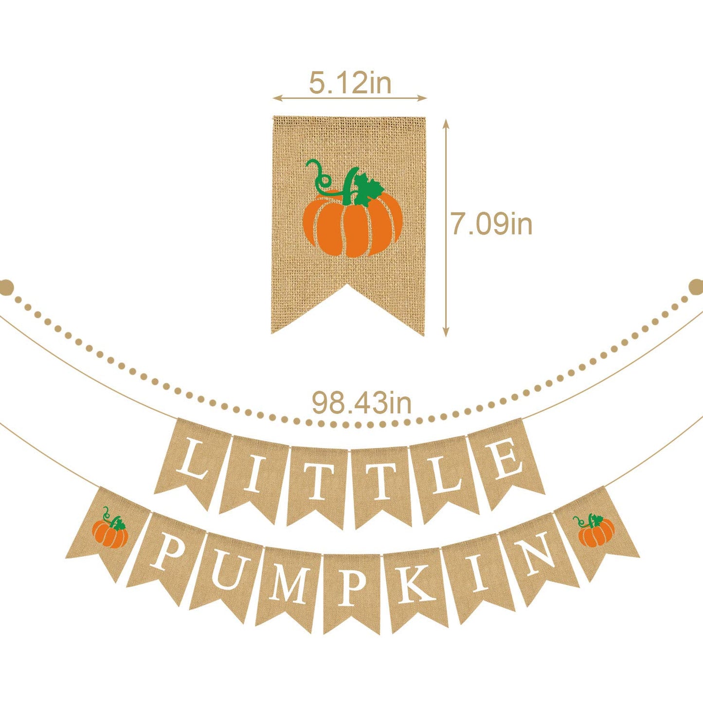 Jute Burlap Little Pumpkin Banner Fall Baby Shower Gender Reveal Birthday Party Garland Decoration