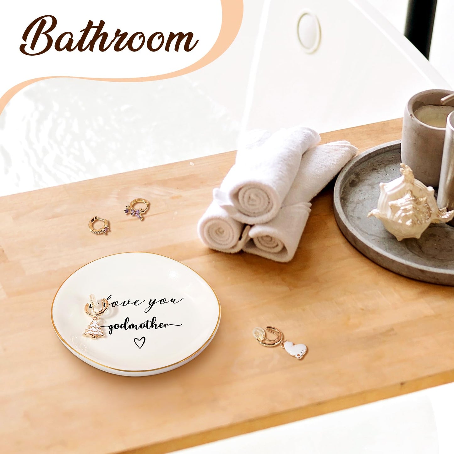 PUDDING CABIN Godmother Gifts: I Love You Ring Dish for Godmother Proposal, Birthday, Mother's Day, Christmas & Wedding