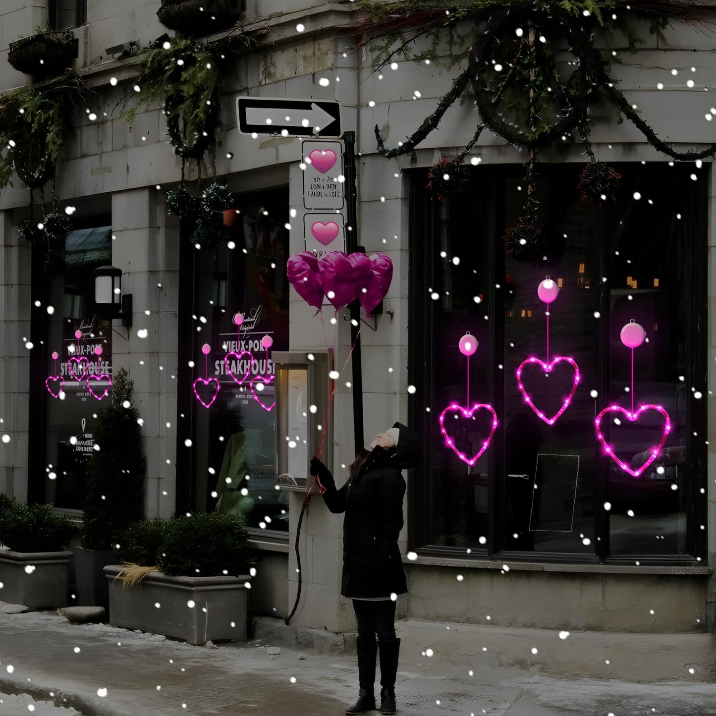 3 Pack Valentines Day Window Lights Decorations with Timer, Battery Powered Hanging Pink Lighted Heart Shaped Sucker LED Lamp for Fireplace Indoor Home Decor