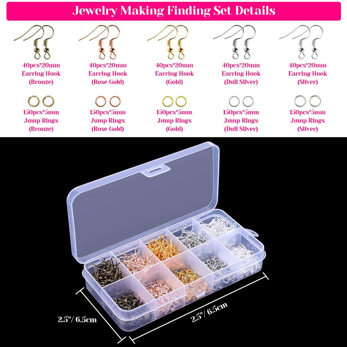 Earring Making Supplies,   1350pcs Earring Making Kit with Earring Hooks, Jump Rings, Pliers, Earring Backs, Earrings Holder Cards and Clear Bags for DIY Earring Supplies and Earring Findings
