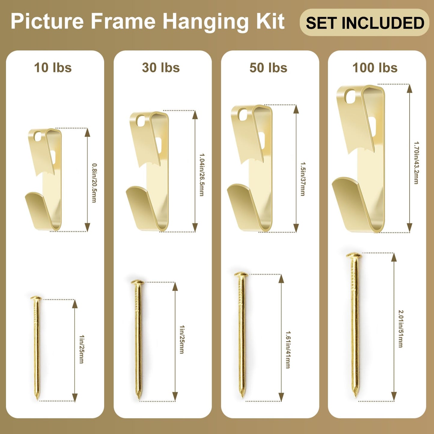 Picture Hanging Kit, 322 Pcs Picture Hangers, with 10-120lb Picture Hanging Hardware, Sawtooth Picture Hanging Assortment Kit, Screw Eyes, D Rings, Nails, Screws, Steel Wire,Picture Frame Hooks