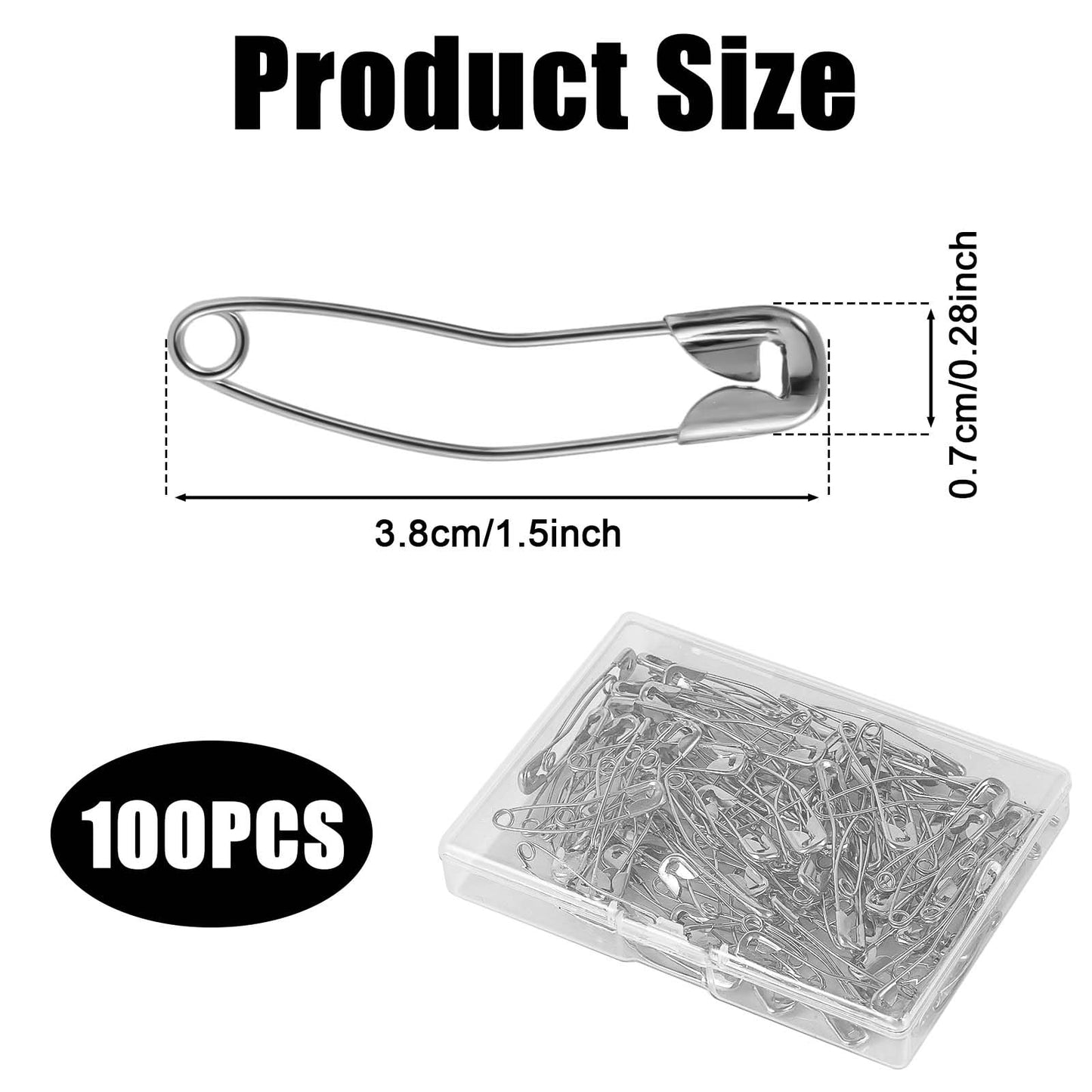 100pcs Curved Safety Pins, 1.5in Quilting Basting Pins Bent Safety Pins Sewing Safety Pins Accessories for Crafting Quilting Knitting Sewing(Silver)
