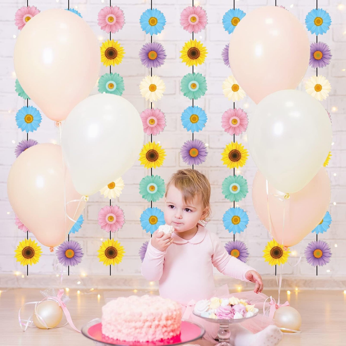 12 Packs Spring Sun Flowers Banners Sunflower Garland Kit Flower Hanging Swirl Spring Party Supplies Decorations Sunflower Paper Cutouts for Birthday Party Home Classroom Favor Supplies Decor