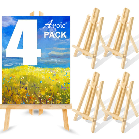 Wood Easels, Easel Stand for Painting Canvases, Art, and Crafts. (11.8 inch, 4 Pack), Tripod, Painting Party Easel, Kids Student Table School Desktop, Portable Canvas Photo Picture Sign Holder