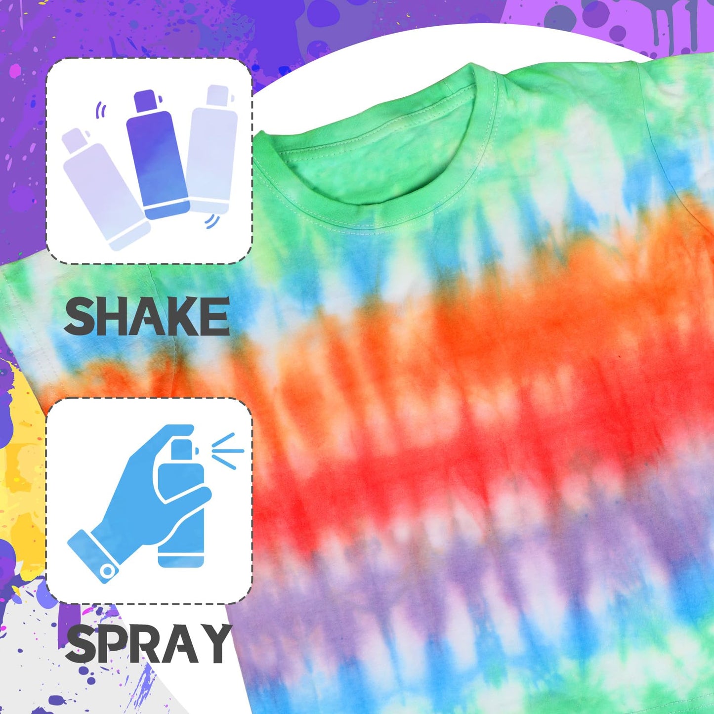 Tie Dye Kit - Spray Tie Dye Kit for Kids with 7 Vibrant Colors, Pre-Mixed Tie Dye Spray Kits, Permanent Non-Toxic Fabric Spray Dye,Tyedyedye Party Supplies Tie Dye Shirt