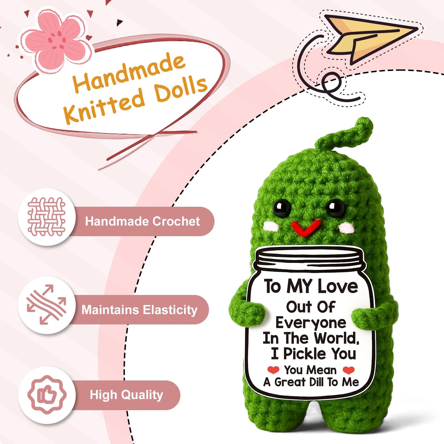 Valentines Day Gifts for Him Her Boyfriend Girlfriend Valentines Gifts for Wife Husband I Love You Birthday Gift To My Love Wedding Anniversary Romantic Gift for Couples Handmade Crochet Pickle
