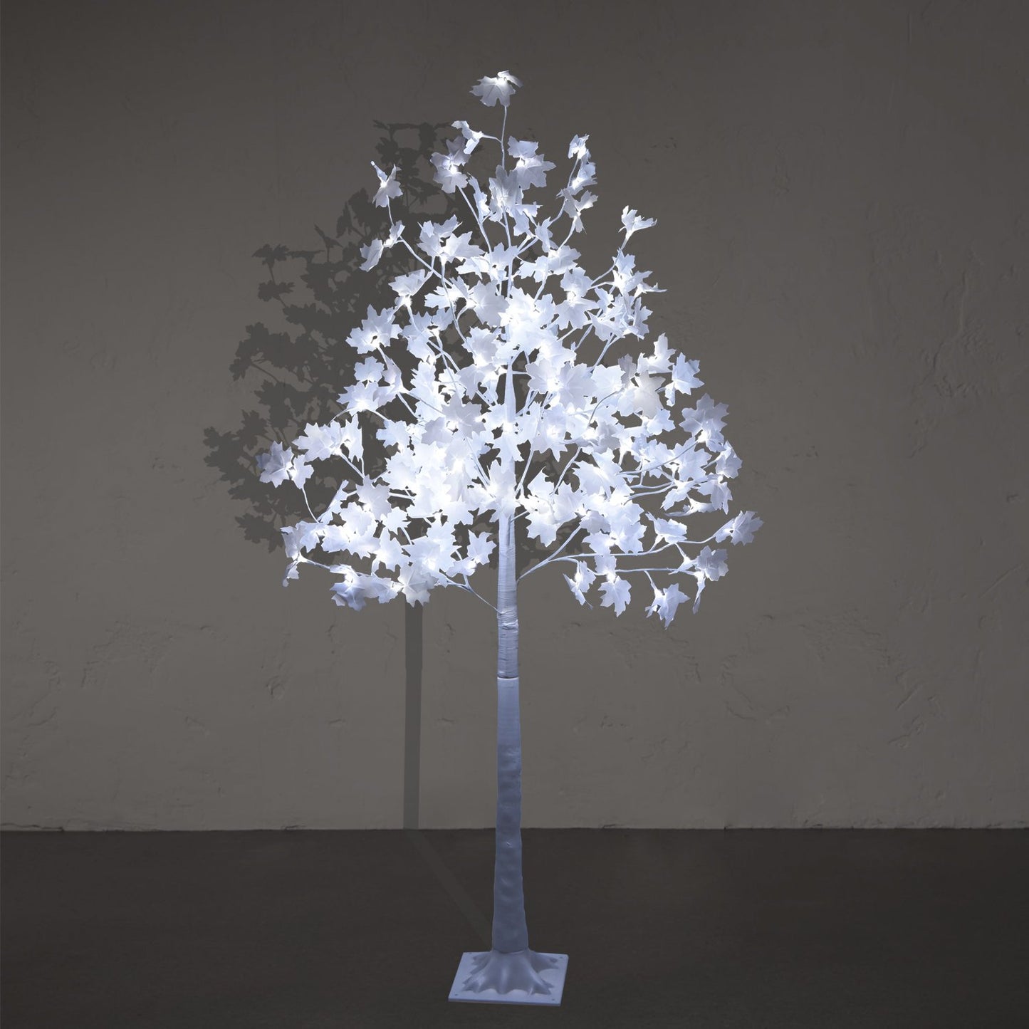 LIGHTSHARE 6 ft. Maple Tree - 120 LED Lights, Warm and Cold White, Mixed Colors, White Finish
