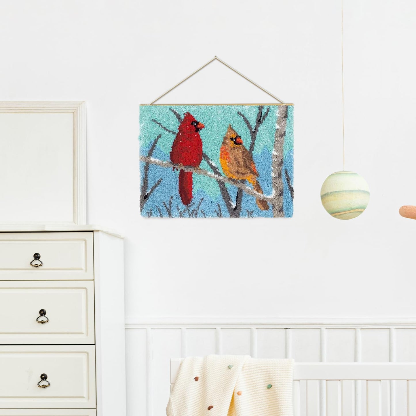 Latch Hook Kits Rug, Cardinal Crocheting Carpet Rug with Printed Canvas for Kids Adults Beginners, 20.5X15 Inch 2 - Cardinal