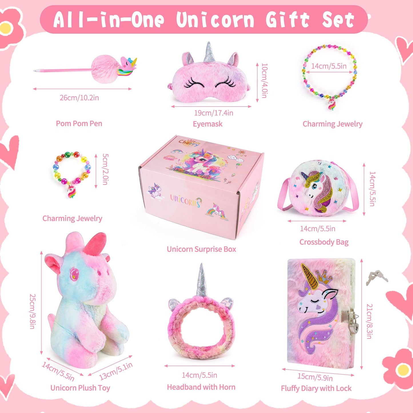 Cherry Tale Unicorn Gifts for Girls, Kindergarten Graduation Gifts for Girls Age 4-6, Unicorn Toys with Plush Diary Headband, Birthday Gifts for Daughter Niece 5 6 7 8 9 10 Year Old