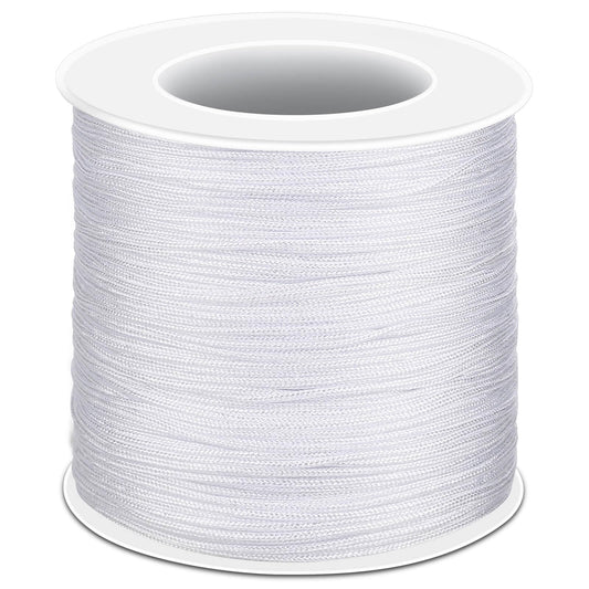 Anezus White Nylon String for Bracelets, 0.8mm Nylon Thread Braided Nylon Cord Wind Chime Outdoor Twine String for Beading, Necklaces, Blinds, DIY Craft, Jewelry Making