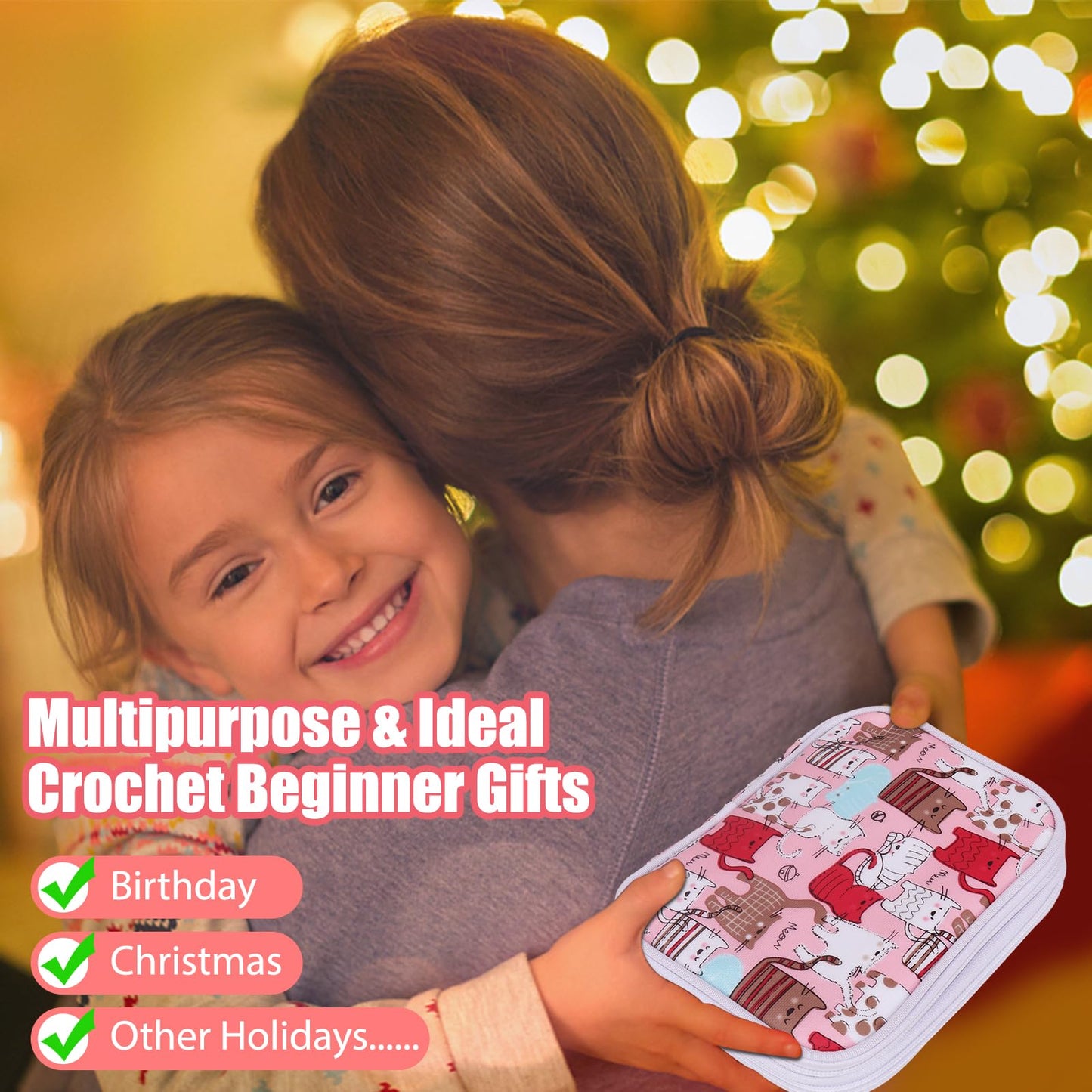 Crochet Hooks Kit with Case, 99-Piece Crochet Hooks Set DIY Crochet Needles Yarn Weave Kits for Knitting Gloves and Sweaters, Ergonomic Lace Crochet Hook for Fine Working