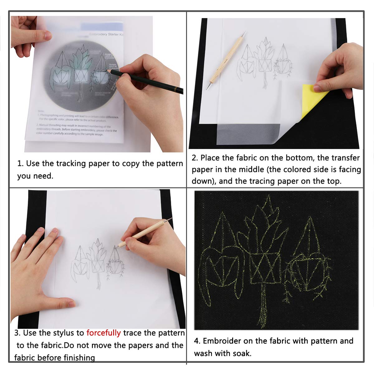 Transfer Paper and Tracing Paper with Embossing Stylus, Kissbuty 22 Pcs Carbon Water-Soluble Transfer Papers Transfer Pattern on Cloth,Canvas,Fabric,Wood for Sewing Cross Stitch Embroidery Paint Kit