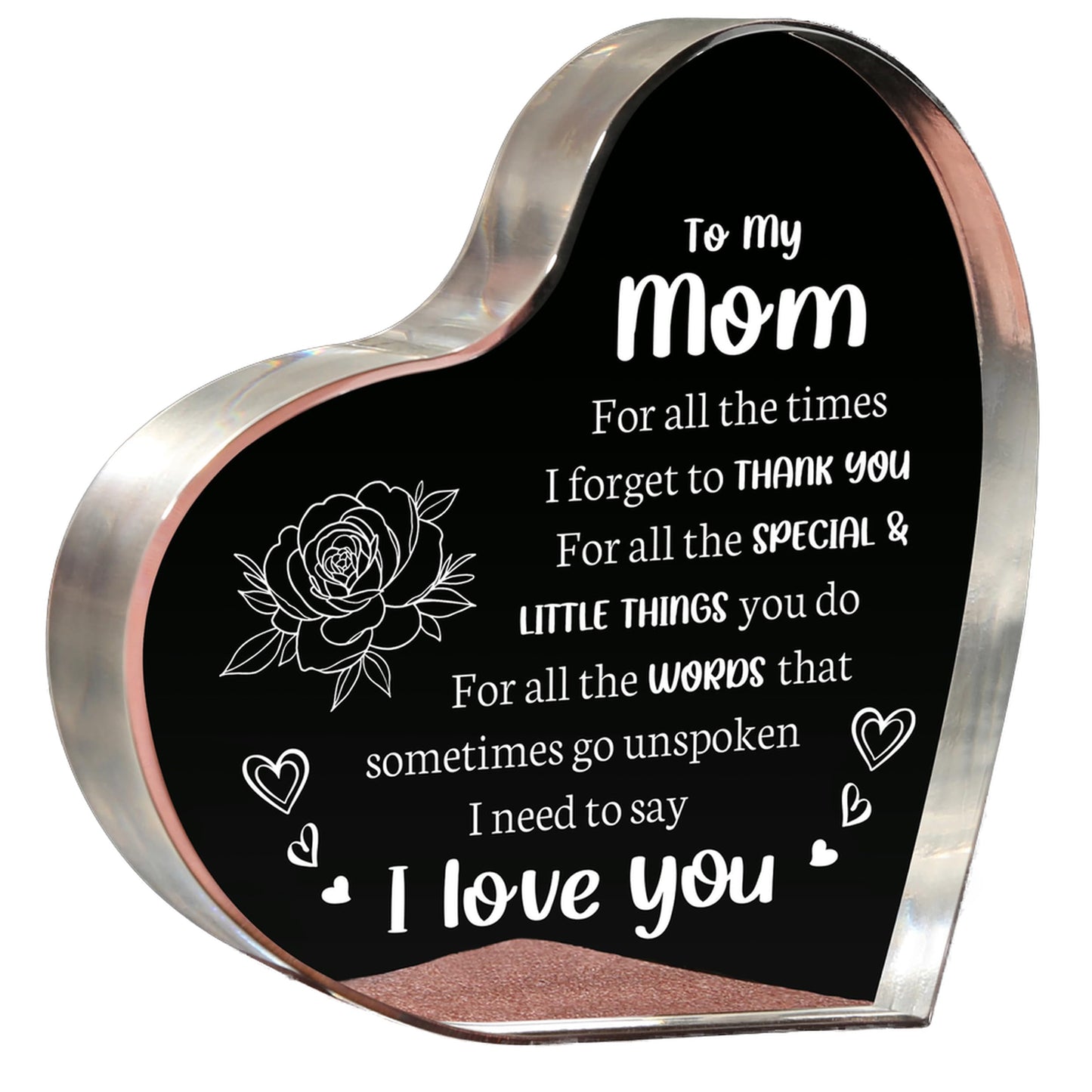 Milcier Gifts for Mom Birthday, I Love You Mom Acrylic Keepsake - Birthday Gifts for Moms from Daughter Son, Best Christmas Mother's Day Present