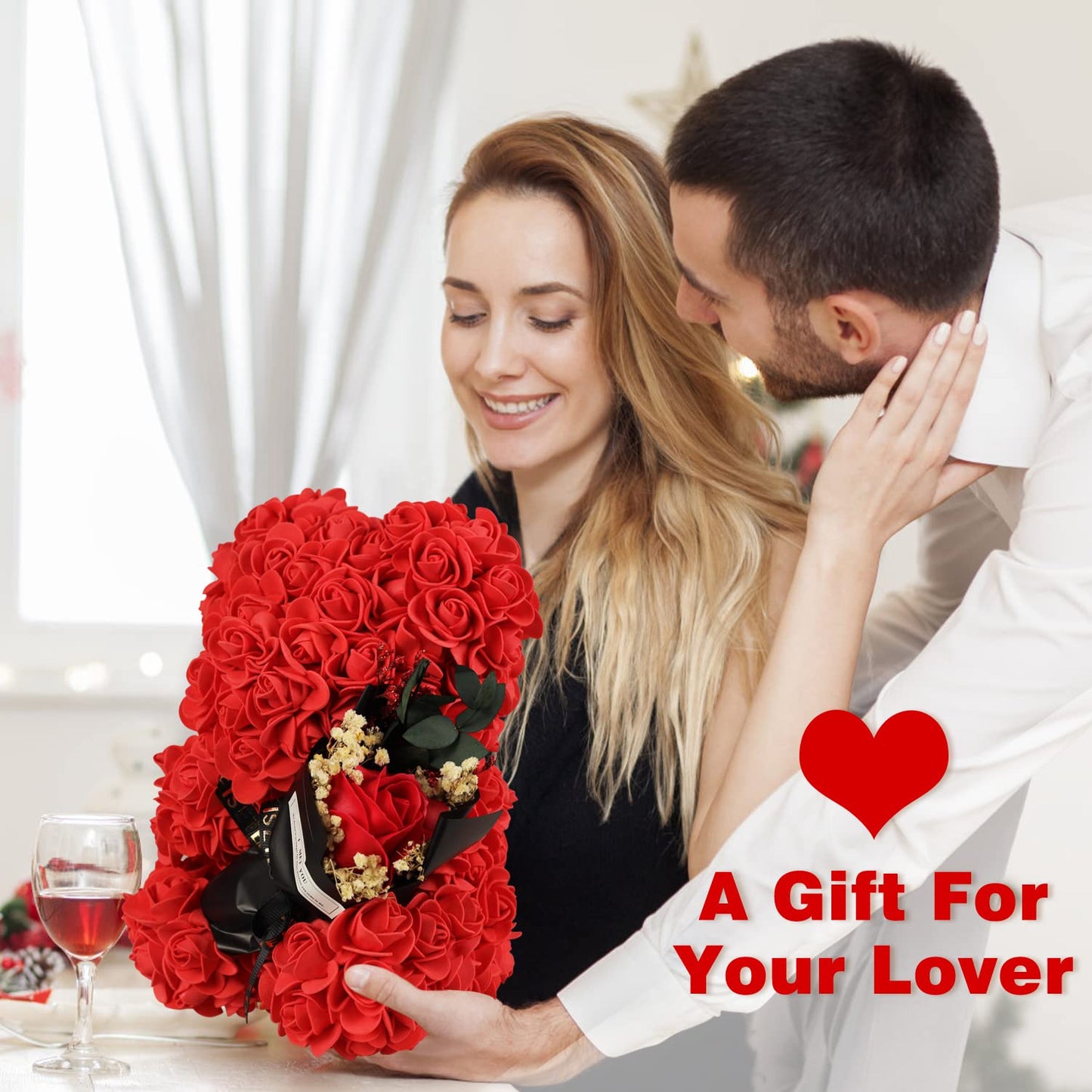 K KYMAKE Mothers Day Mom Gifts for Mom,Flowers Gifts for Women Girlfriend Wife Grandma Friends Sister Her,Artificial Flowers Teddy Bear with Bouquet,Greeting Card,Mother's Day Birthday Valentines