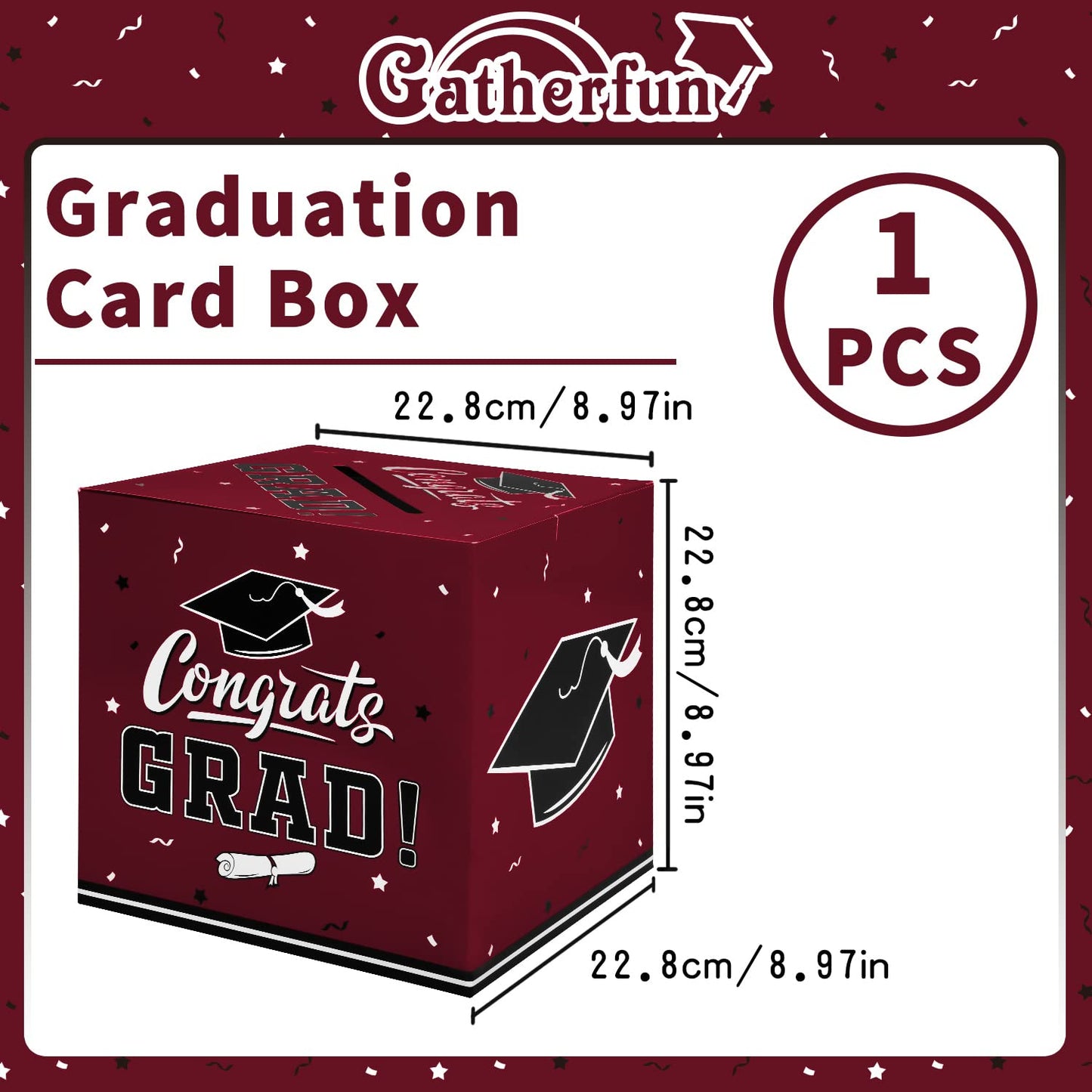 Gatherfun Graduation Party Favors Gift Decor Card Box Supplies Maroon