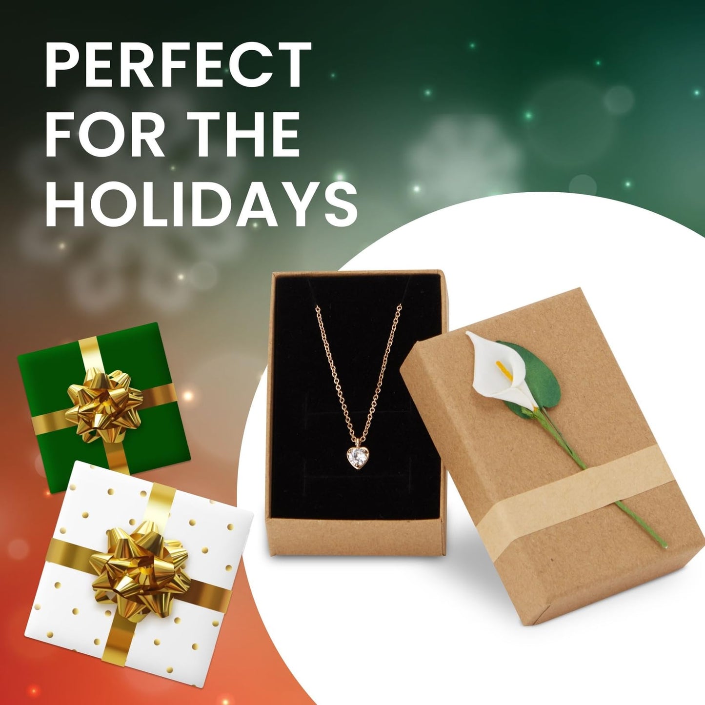 12-Pack Jewelry Gift Boxes with Lids - Lily Flower Small Cardboard Gift Box for Necklace Packaging Bulk (3.5x2.2x1.2 In)