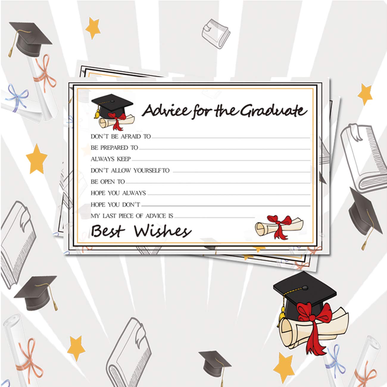 Graduation Wish Cards - 50PCs High School or College Graduation Advice Cards Supplies 2026 Decorations Grad Celebration Party Supplies for High School/College/Senior School