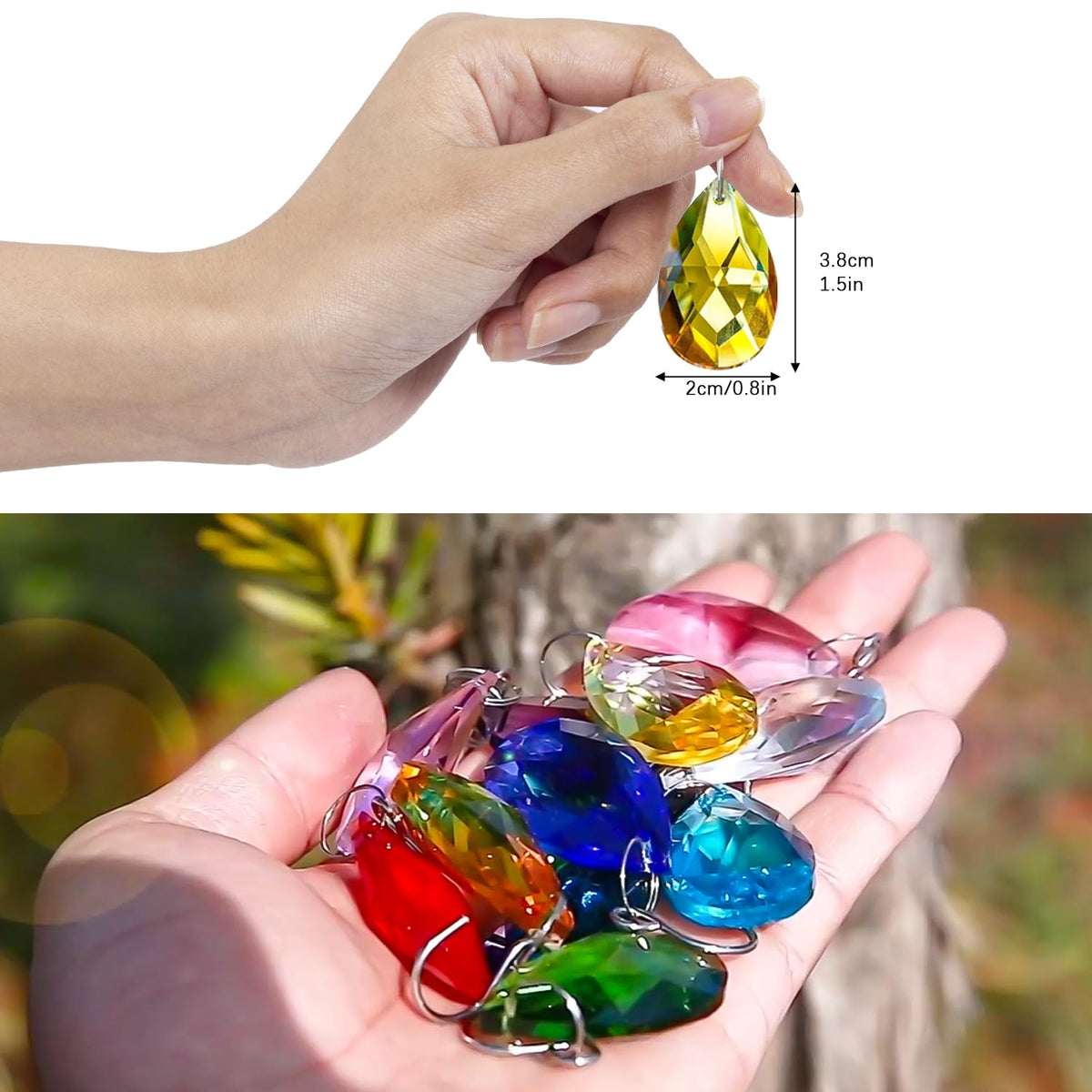 12 Pcs 38mm Multi-Color Crystal Prism Suncatcher Window Decor