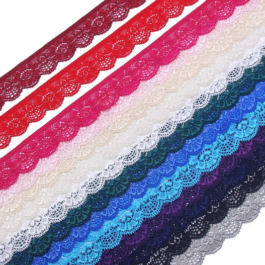 28 Yards 1" Wide Lace Elastic Trim 14 Colors Lace Ribbon Flower Edge Trimming for Sewing Craft Wedding Party Decor Clothes(NO064 Mixed Color)