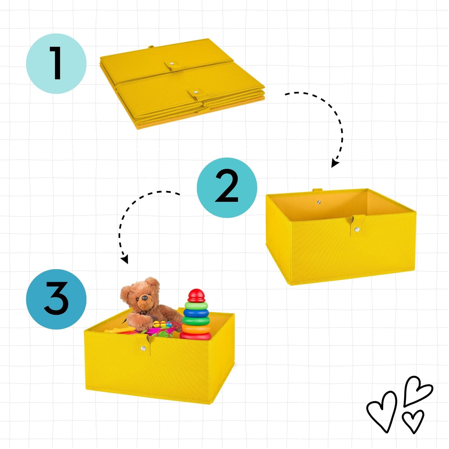 2pc Folding Storage Bins Set - 10.5” Bin Organizers with Handles - Black Closet Organizers & Storage for Toys, Games, Shoes - Foldable Cube Storage Organizer Bins for Playroom, Nursery