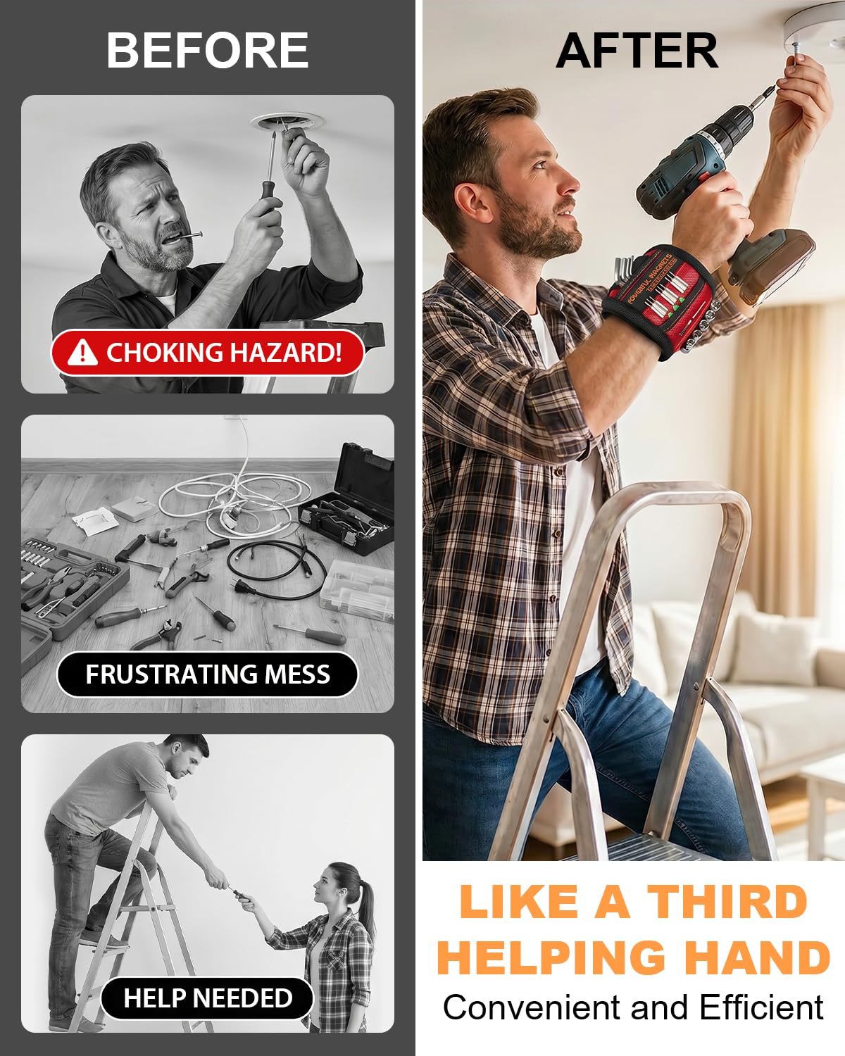 Father Day Gifts from Daughter Wife Son Magnetic Wristband: Men Tool Gifts for Men Him Belt Magnet Wrist for Holding Screws Nails Cool Gadgets Ideas Grandpa Father Day Gifts for Husband Dad Papa