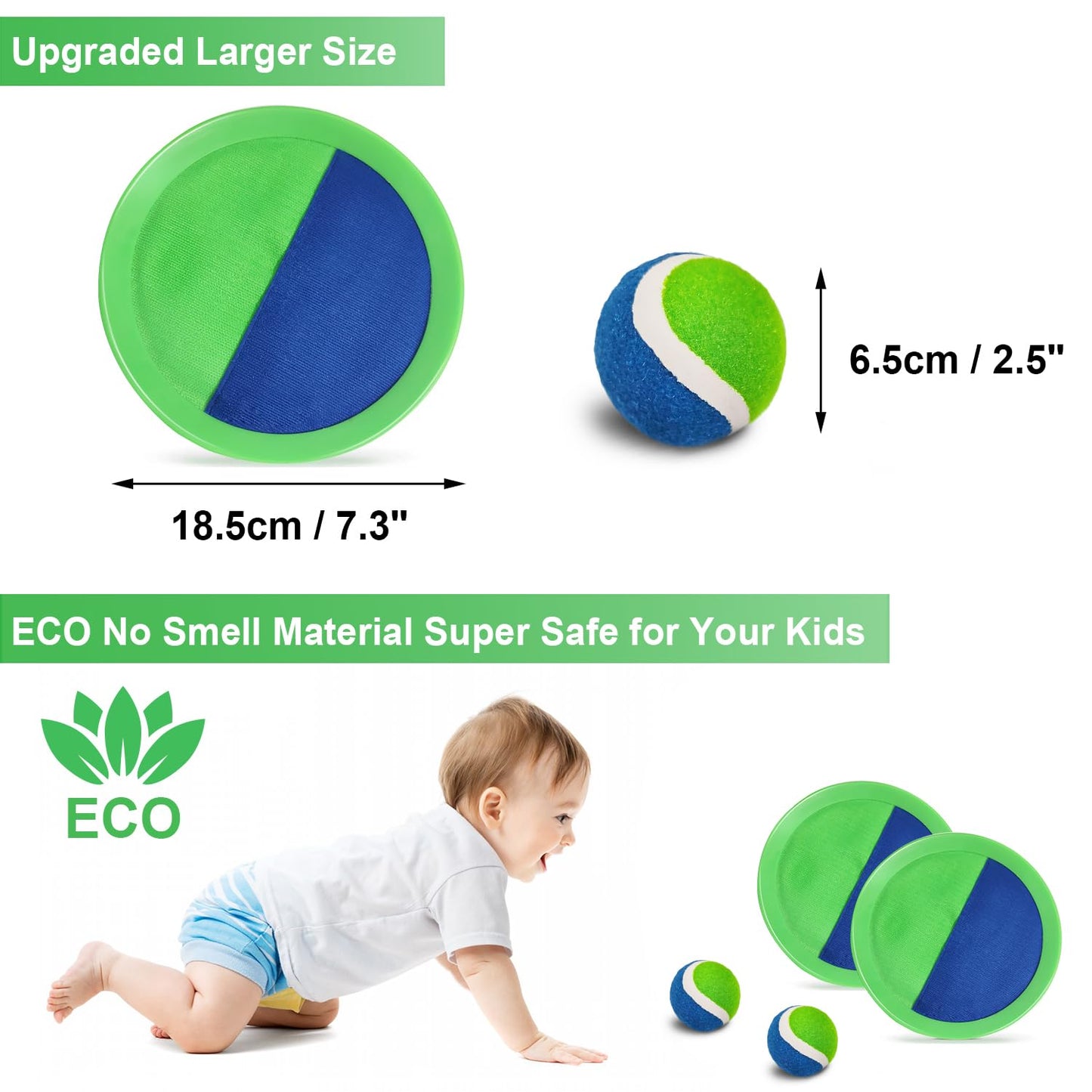 Jalunth Ball Catch Set Games Toss Paddle - Beach Toys Back Yard Outdoor Pool Backyard Camping Throw Age 3 4 5 6 7 8 9 10 11 12 Years Old Boys Girls Kids Adults Family Pink Blue Gifts 2 Pack