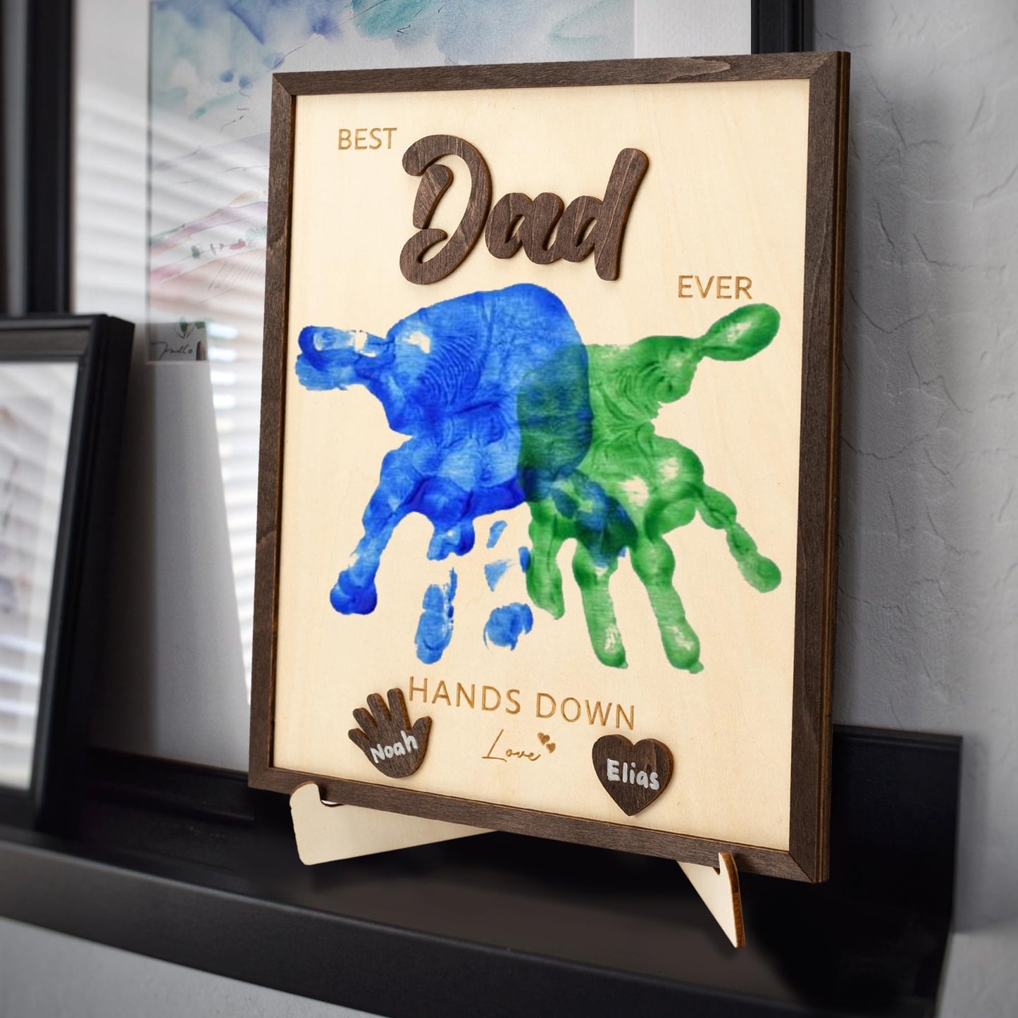 RUSATEN 10" Gifts for Dad from Kids Custom fathers day Best Dad Ever gifts Hands down sign - Personalized Fathers Day Dads Gift from kids daughter son, First fathers day Daddy gift for new dad / Birthday