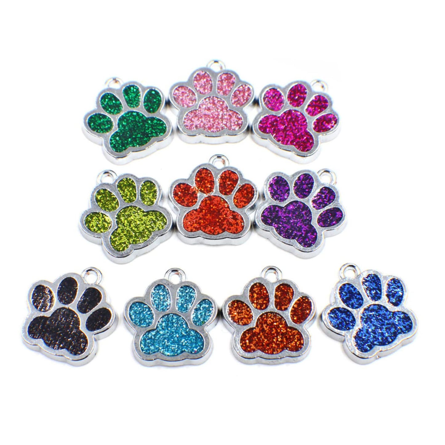 HAN SHENG 40 Pcs Animal Cat Dog Paw Chunk Charms Pendants Crystal Beads Jewelry Findings for DIY Jewelry Making Necklace Bracelet (Multicolor)