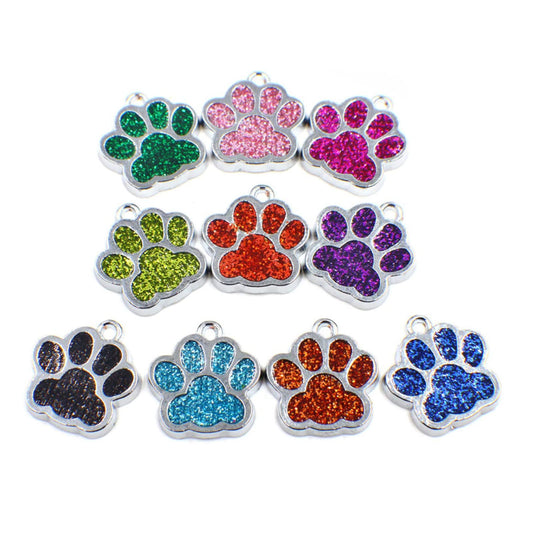 HAN SHENG 40 Pcs Animal Cat Dog Paw Chunk Charms Pendants Crystal Beads Jewelry Findings for DIY Jewelry Making Necklace Bracelet (Multicolor)