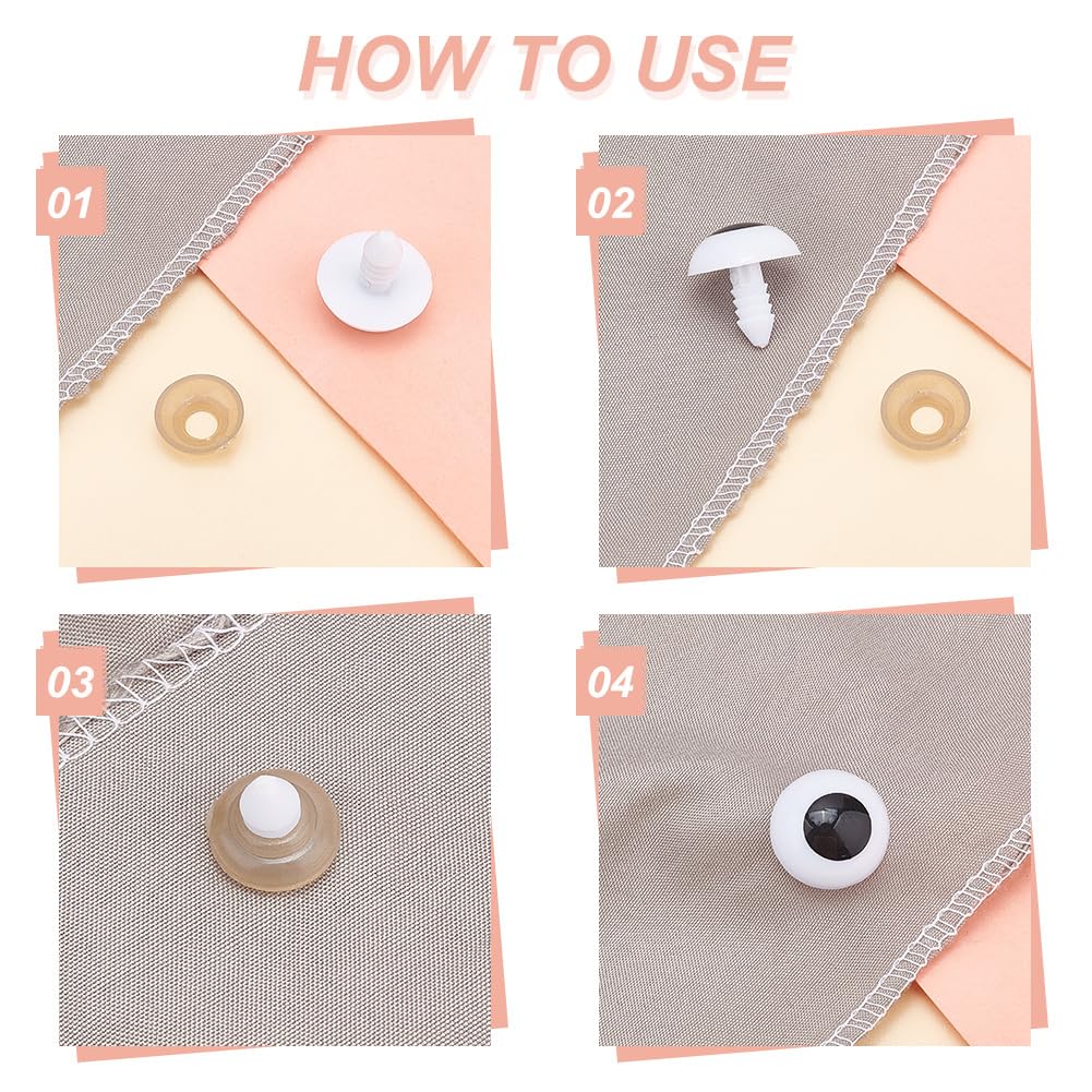 PH PandaHall 240 Sets Safety Eyes 6 Sizes Crochet Eyes Amigurumi Eyes Stuffed Animal Eyes Craft Eyes with Washers for Puppet Teddy Bear Crochet Plush Animal Making 9.5/12/14/15.5/17.5/19.5mm