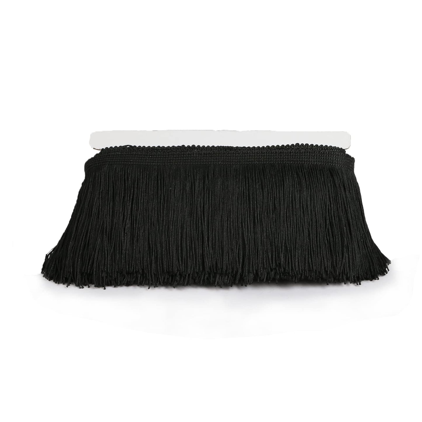 HedongHexi Chainette Fringe Trim 5 Yard x 4 Inches Fabric Trims Tassel Sewing for DIY Decoration Clothes Accessories Latin Wedding Dress (Black, 4"-5Yards/R)