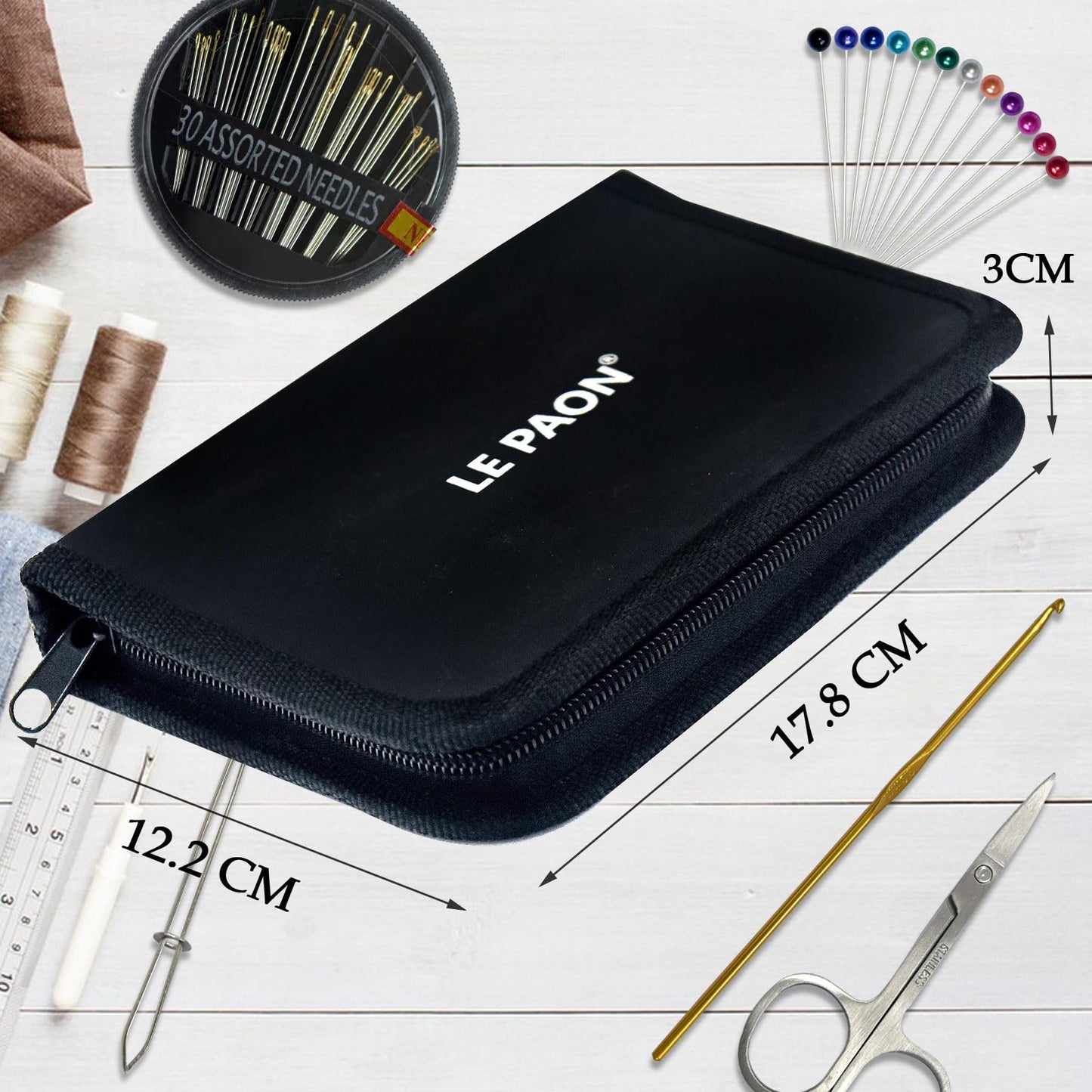 Sewing Kit with Case Portable Sewing Supplies for Home Traveler, Adults, Beginner, Emergency, Contains 40 Sewing Thread, Scissors, Needles, Measure etc