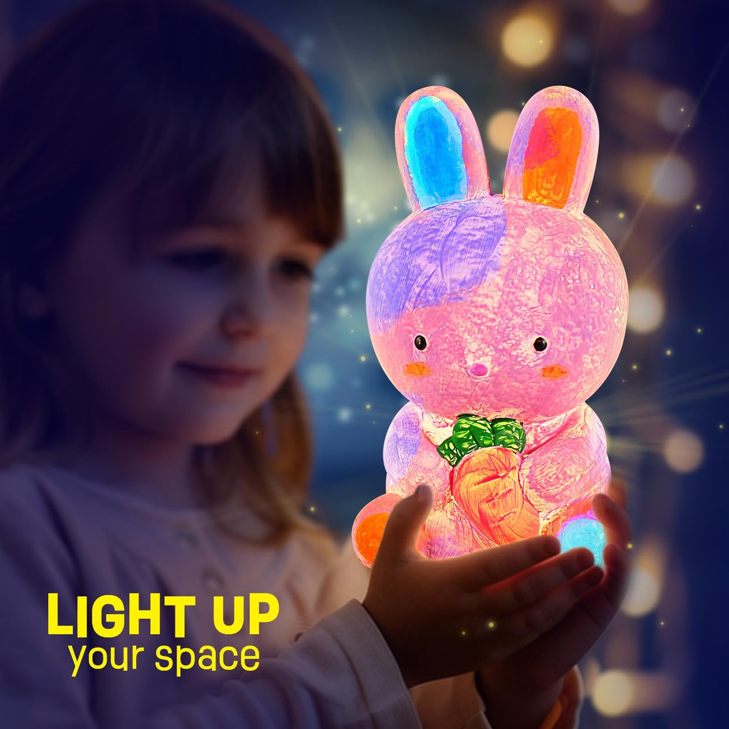 LAOESE Paint Your Own Bunny Lamp Kit, Art Supplies Painting Kits for Kids, Arts and Crafts for Kids Ages 8-12, Bunny Toys Girls Boys Birthday Gifts for Kids Ages 3 4 5 6 7 8 9 10 11 12+