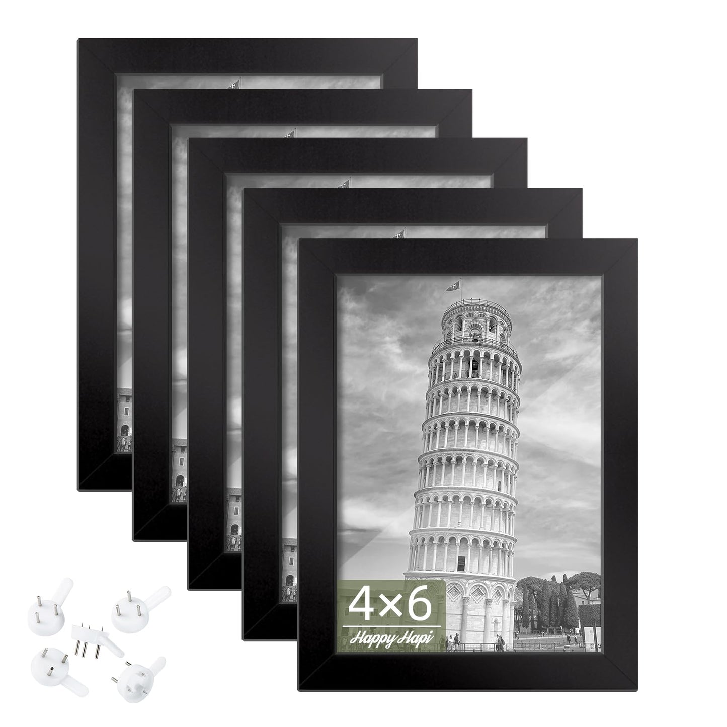 4x6 Picture Frame Set of 5, Photo Frames for 4x6 Pictures Wall Gallery Black 4x6 Frames Tabletop or Wall Mount Display for Prints, Photos, Paintings, Landscape and Kids Artwork (Black)