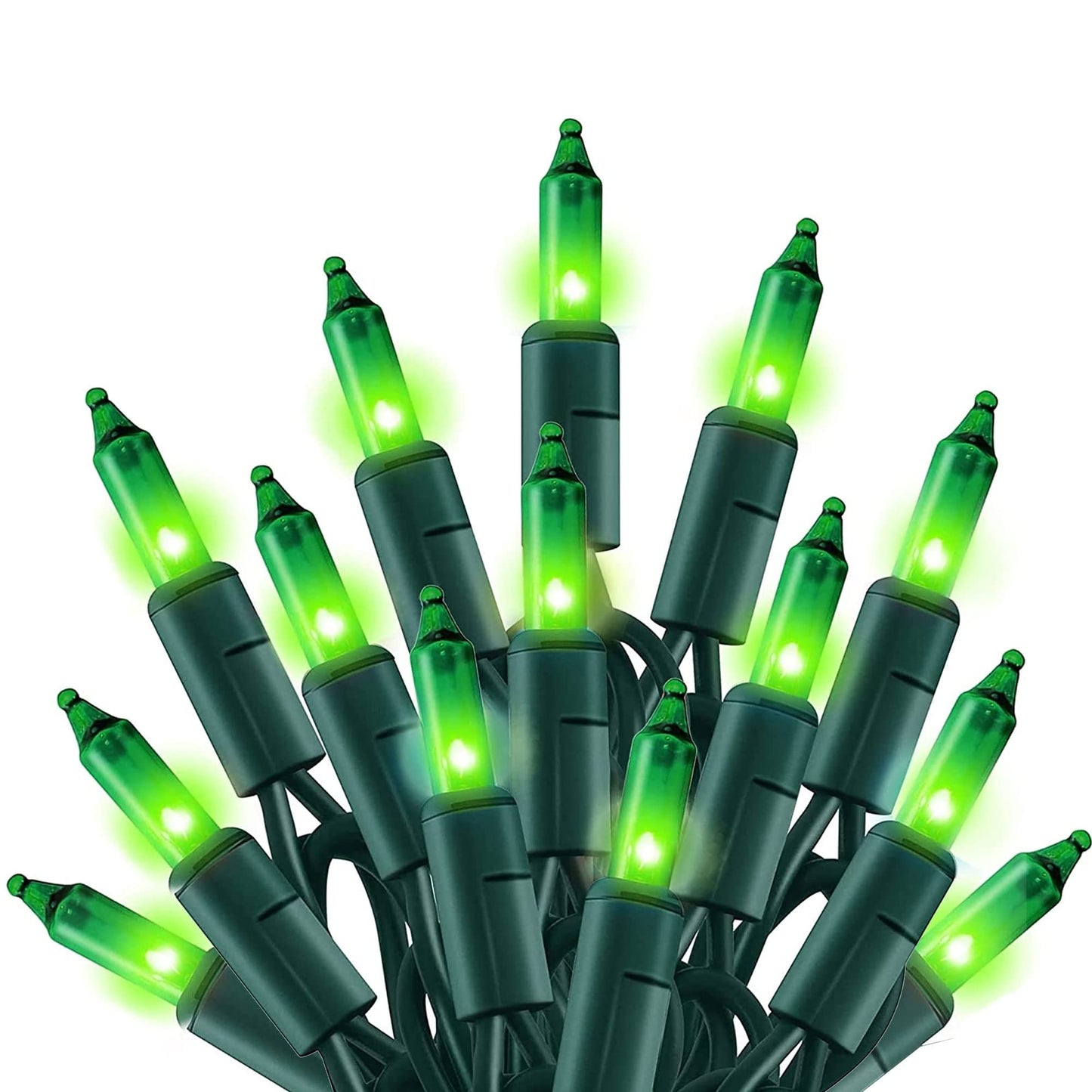 Green Christmas Lights, 18.5FT 100 Count Incandescent Halloween Lights, Waterproof St. Patrick's Day Decorations for Outdoor Indoor Xmas Tree Patio Home Party Garden Yard Decor
