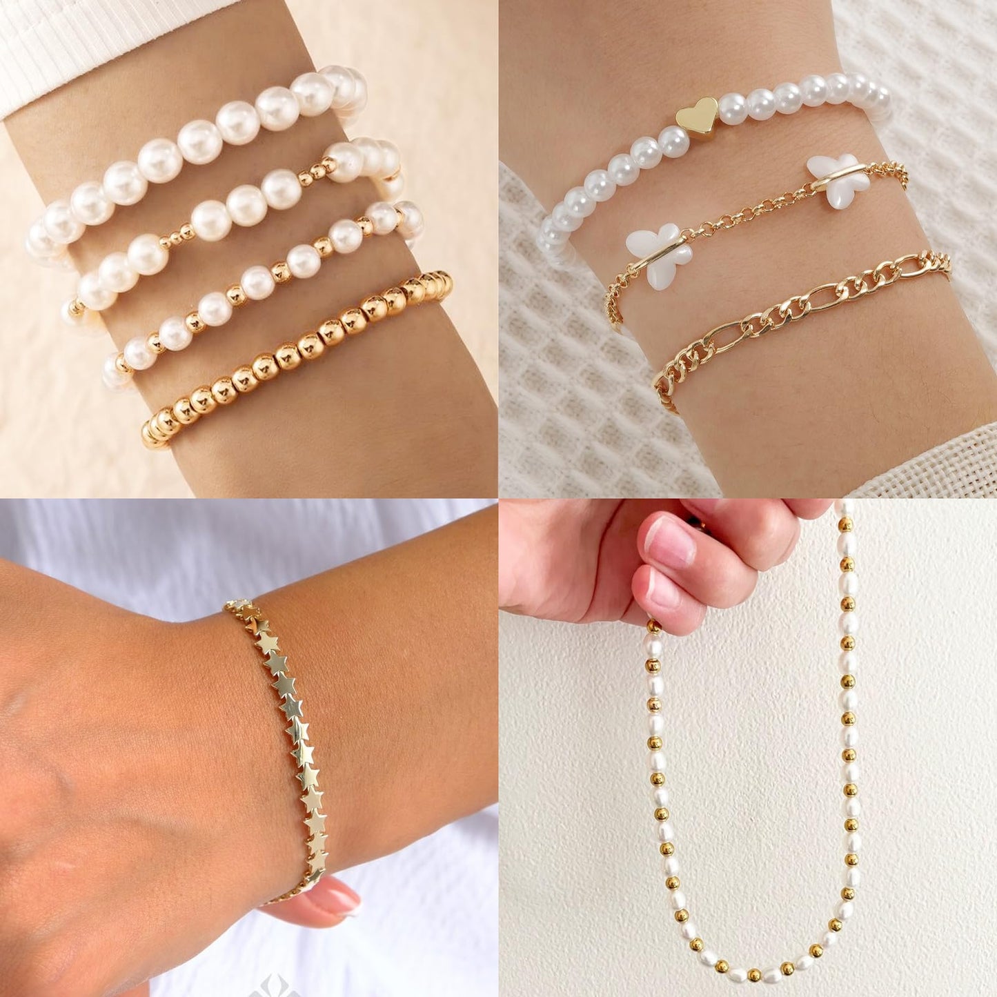 SEMATA 750Pcs Beads for Bracelets Making Kit DIY Pearl Beads for Jewelry Making Kit for Adults Charms for Bracelets String Crystal Beads for Bracelets Making Kit for Girls Jewelry Making Supplies