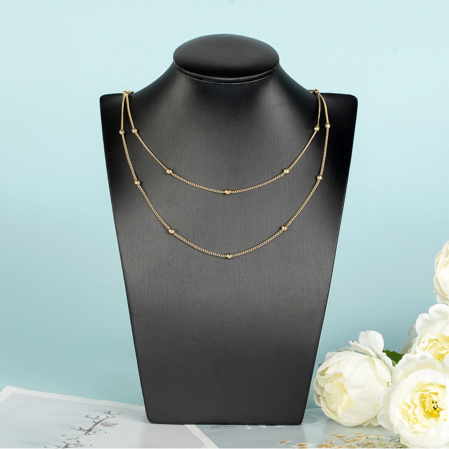 YOUBEIYEE 16.4 Feet/5 Meters 18K Gold Plated Brass Chain for Jewelry Making, Light Gold Beaded Necklace Chain for Women Twisted Curb Link Chain Jewelry Supplies