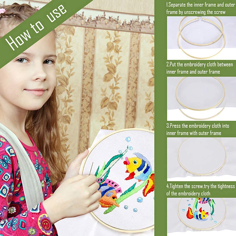 7 Pieces 7 Sizes Embroidery Hoops Set 4 inch to 12 inch Circle Cross Stitch Hoop Rings for Craft Sewing and Ornaments